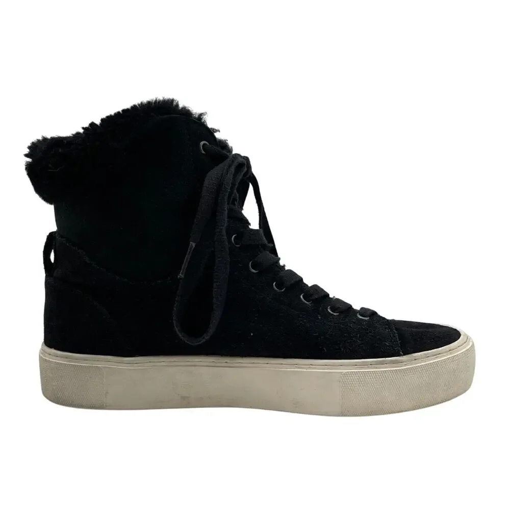 UGG Women's Beven Leather High-Top Lace-Up Sneaker Shoes Black Us Size 8